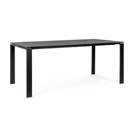 Tavolo "Benjamin" nero in ceramica e acciaio 180-90x76