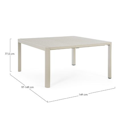 Tavolo in alluminio quadrato allungabile "Kiplin" 149 X 97/149 cm