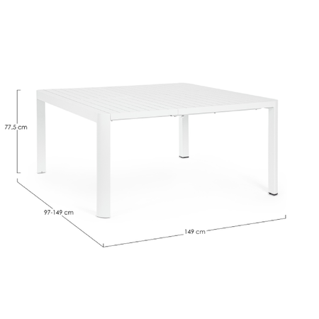 Tavolo in alluminio quadrato allungabile "Kiplin" 149 X 97/149 cm