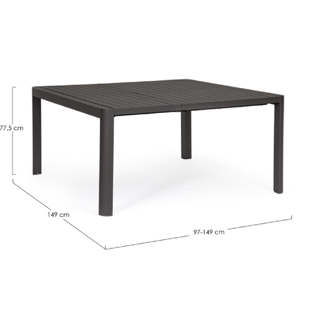 Tavolo in alluminio quadrato allungabile "Kiplin" 149 X 97/149 cm