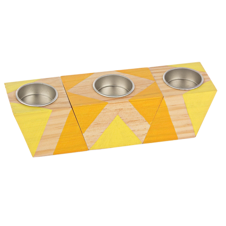 Porta candela block rettangolare 3 pezzi realizzato in legno