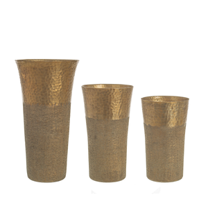 Set 3 portavaso hammel basso oro in alluminio lavorato artigianale