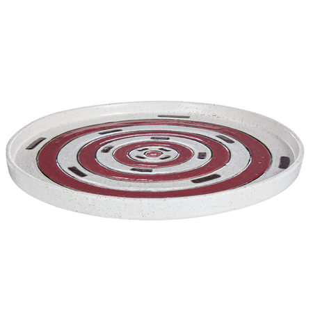 Piatto decorativo etnic rosso in ceramica
