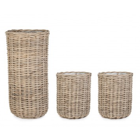 Set 3 Cesta Jefri ovale con rivestimento interno in nylon da esterno