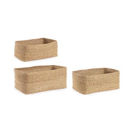 Set 3 cesta Felicia rettangolare naturale da esterna
