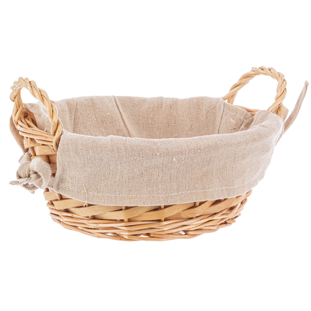 Cestino alesha realizzato con vimini e trucioli, prodotto rivestito 100% con cotone