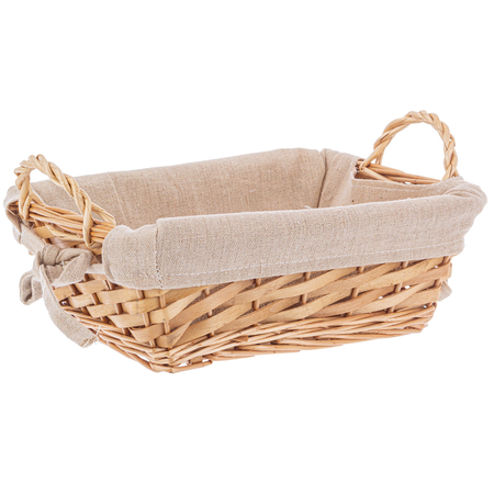 Cestino alesha realizzato con vimini e trucioli, prodotto rivestito 100% con cotone