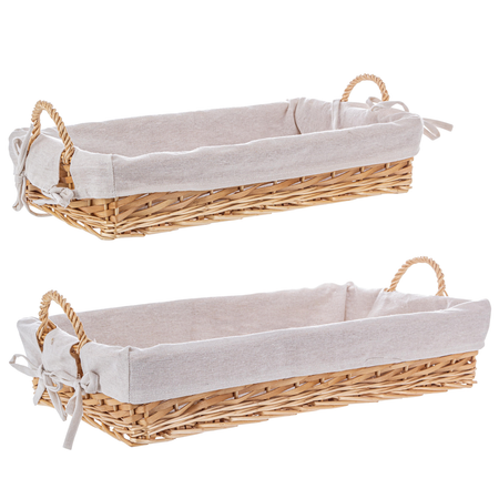 Set vassoio alesha rettangolare realizzato in vimini e trucioli, con rivestimento 100% in cotone