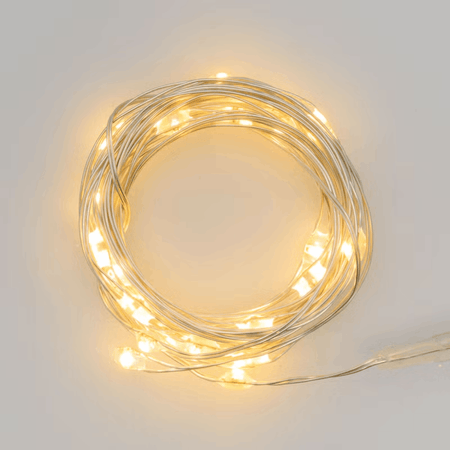 Catena a batteria bianco caldo a luce fisse per decorazioni natalizie