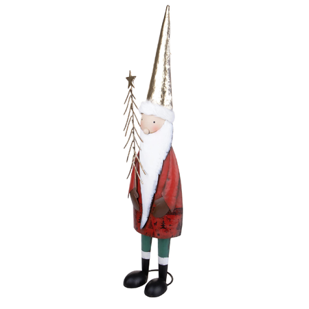 Statuetta babbo natale con albero in resina per decorazioni natalizie