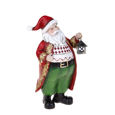 Statuetta con babbo natale e lanterna , decorazione per interno h 24,5 cm