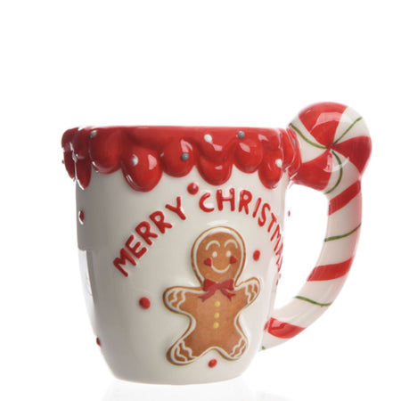 Tazza con scritta "Merry christmas" in ceramica con manico decorazione natalizia