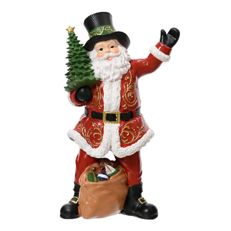 Statuetta decorativa Babbo Natale decorazione natalizia in resina da 18 cm
