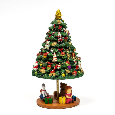Statuetta di Natale alberello con carillon decorazione per interno h 18 cm