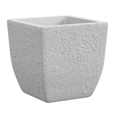 Vaso quadrato effetto pietra "Lithos" in plastica da esterno per piante e fiori