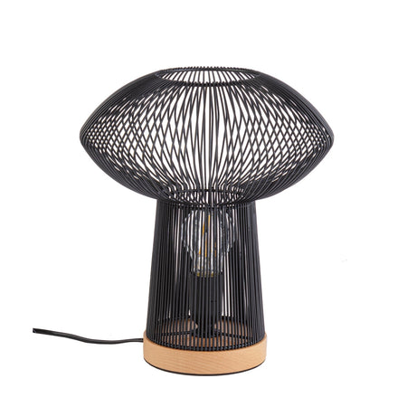 Lampada da tavolo "Ciad" in metallo e legno di faggio h 31,5 cm