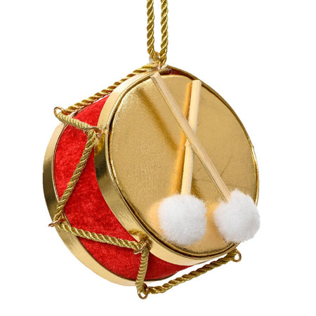 Pendaglio per albero di Natale a forma di Tamburo, in vetro da Ø 11 x 7 cm
