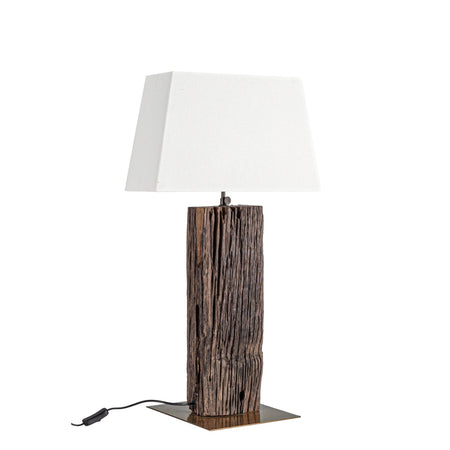 Lampada da tavolo "hugo" bianco in legno di teak riciclato h 85 cm