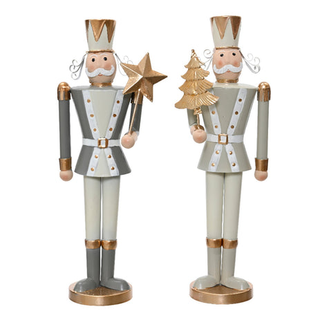 Statuetta decorativa "Soldatino schiaccianoci" in metallo decorazione natalizia h 42 cm