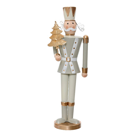 Statuetta decorativa "Soldatino schiaccianoci" in metallo decorazione natalizia h 42 cm