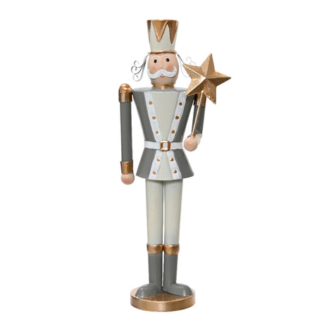 Statuetta decorativa "Soldatino schiaccianoci" in metallo decorazione natalizia h 42 cm