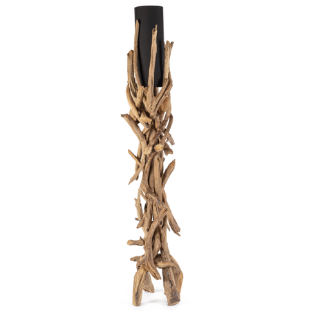 Lampada a piantana con base in legno di teak riciclato da interno h 180 cm