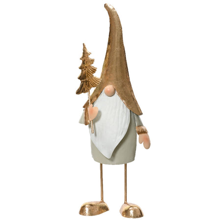 Statuetta decorativa elfo in metallo decorazione natalizia h 35 cm