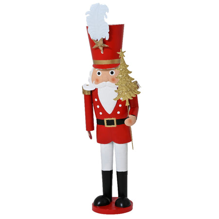 Statuetta decorativa "Soldatino schiaccianoci" con alberello in metallo decorazione natalizia