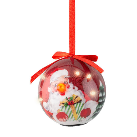 Pallina natalizia con luce led color rosso per decorazione albero di Natale, da 8 cm
