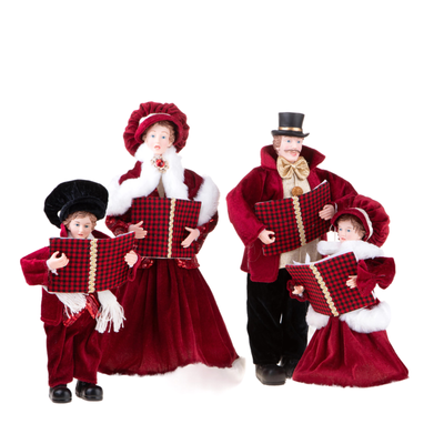 Statuette cantori h.45 cm in tessuto e resina per decorazioni, Set.4