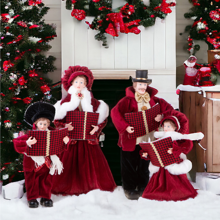 Statuette cantori h.45 cm in tessuto e resina per decorazioni, Set.4