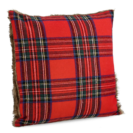 Cuscino scozzese  "Tartan" rosso in poliestere per decorazioni natalizie 45x45
