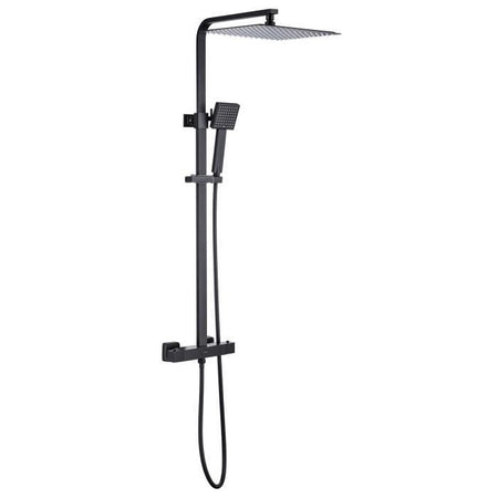 Colonna doccia OCEANIC - Miscelatore termostatico corpo freddo - Soffione doccia alto quadrato 30x30 cm - Nero opaco