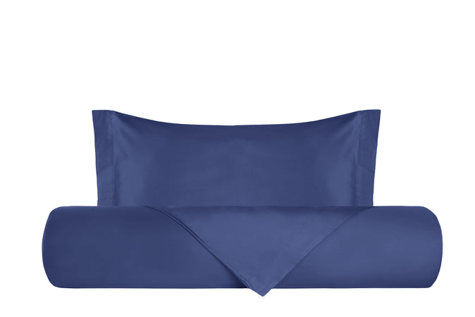 Parure Copripiumino in Raso di puro cotone Blu - Vanita di raso