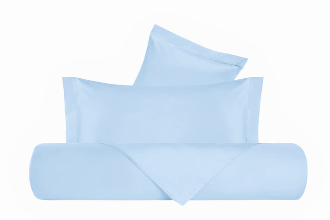 Parure Copripiumino in Raso di puro cotone Azzurro - Vanita di raso