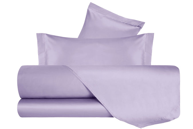 Completo Letto in Raso di puro cotone Lilla - Vanita di raso