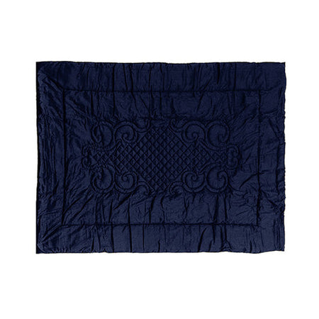 Plaid Arredo 140 x 180 cm in Raso di puro cotone Blu Notte - Vanita di raso