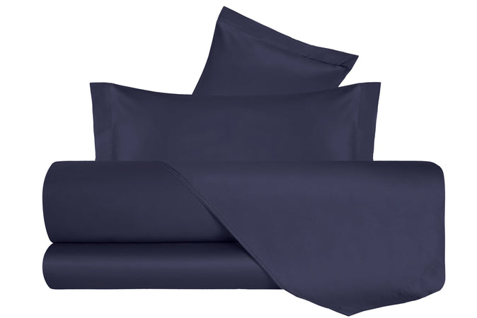 Completo Copripiumino in Raso di puro cotone Blu Notte - Vanita di raso