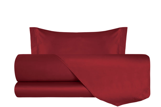 Completo Letto in Raso di puro cotone Bordeaux - Vanita di raso
