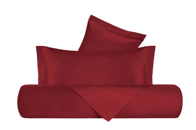 Parure Copripiumino in Raso di puro cotone Bordeaux - Vanita di raso