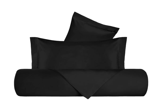 Parure Copripiumino in Raso di puro cotone Nero - Vanita di raso