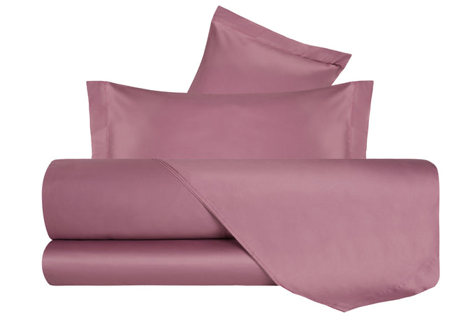 Completo Copripiumino in Raso di puro cotone Rosa Nostalgia - Vanita di raso