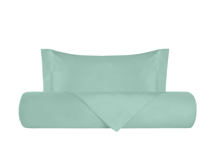 Parure Copripiumino in Raso di puro cotone Verde Acqua - Vanita di raso