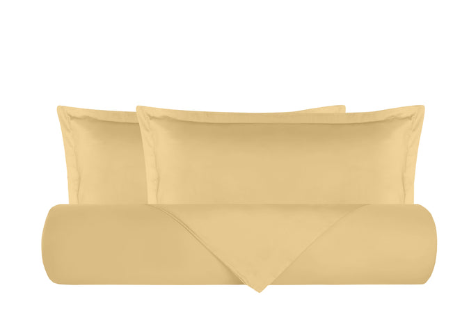 Parure Copripiumino in raso di puro cotone DELUXE 3 volani Grano Maturo