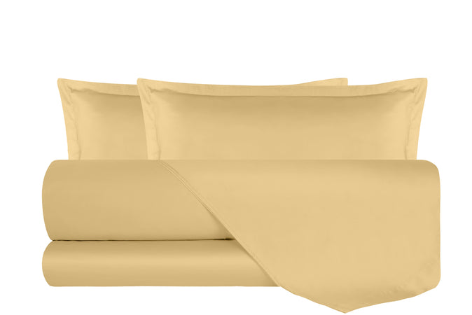 Completo Copripiumino In Raso Di Puro Cotone DELUXE Grano Maturo