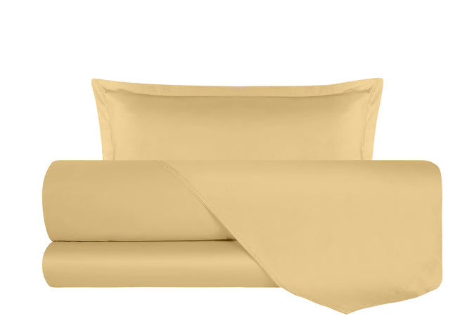 Completo Copripiumino In Raso Di Puro Cotone DELUXE Grano Maturo