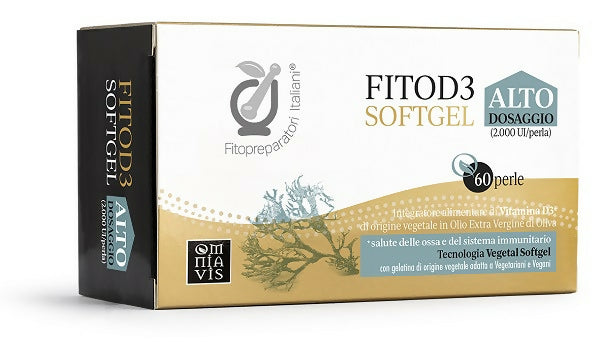 FITOD3 2000 UI/perla 60 perle. Integratore alimentare di vitamina D3 di origine naltura, da lichene in olio extra vergine di oliva