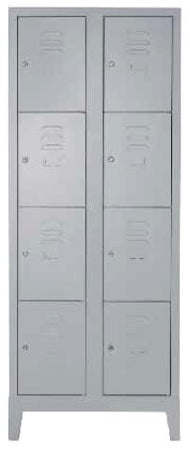 Armadietto casellario in metallo verniciato grigio a 8 vani cm. 66x38/50x180h