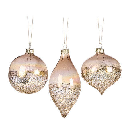 Pallina in vetro color oro per albero di Natale da Ø 8 cm, set da 3 pezzi