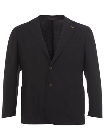 Colombo Giacca Nera in Cashmere Due Bottoni da uomo